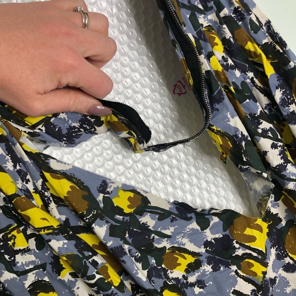 Marni Citrus Full Skirt Midi Dress Square Neck Fit Flare - Picture 8 of 16